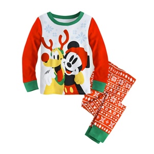 Pyjama de Noël à motif Mickey pour enfants avec un fond blanc