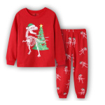 Pyjama de Noël à motif dinosaure avec un sapin de Noël pour enfants avec un fond blanc