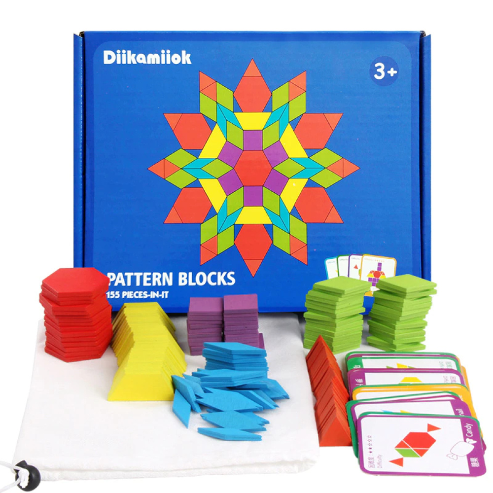 Jeux Montessori Puzzle en bois pour enfants 155pcs colorée avec un fond blanc