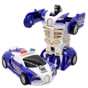 Jouet Transformers voiture de police bleue avec le robot à l'arrière