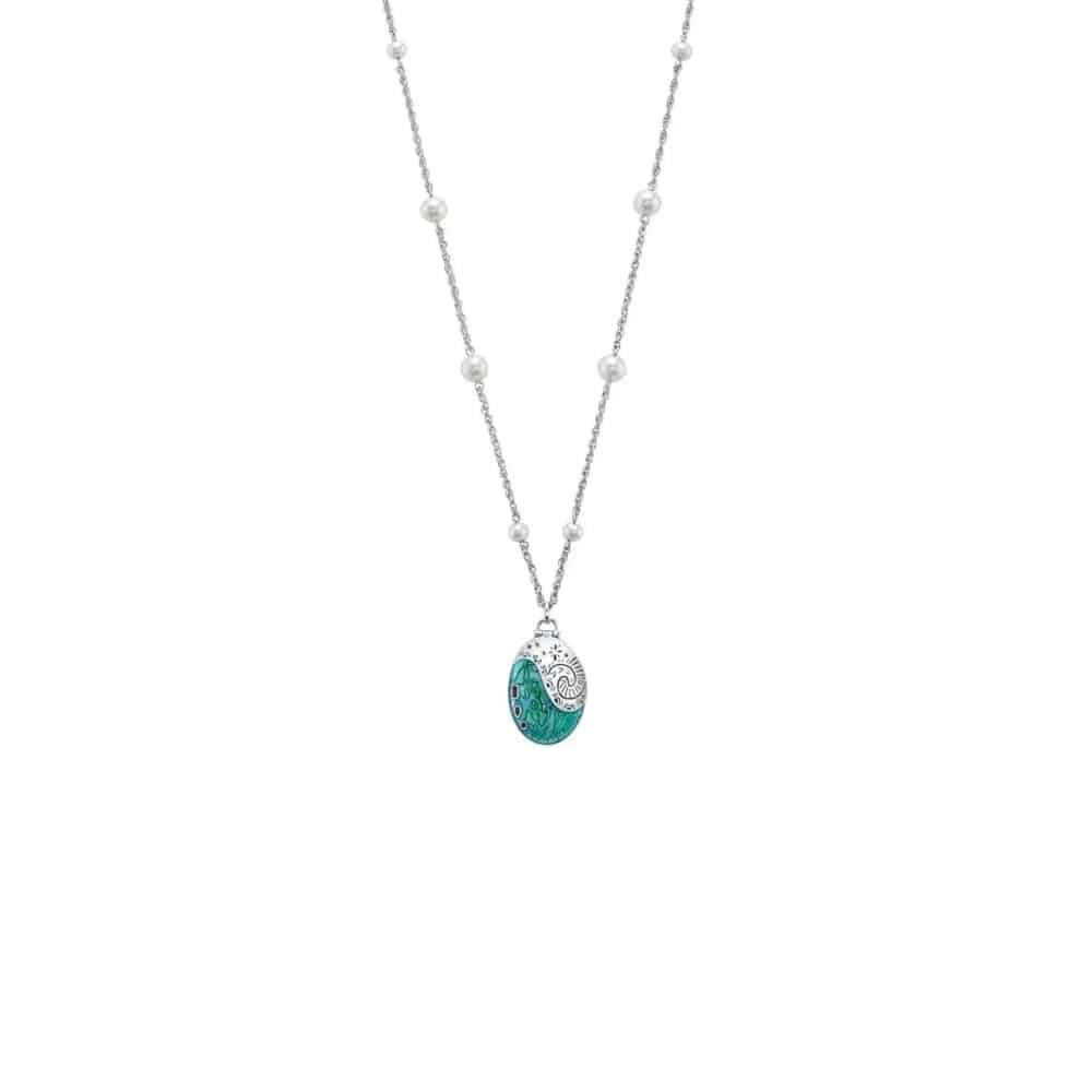 Collier Vaiana - Pendentif Cœur Océan Vert Lumineux, Taille Ajustable 40+5 Cm, En Résine Et Cuir, Brille Dans Le Noir, Cadeau Enfant Ou Fan De Disney