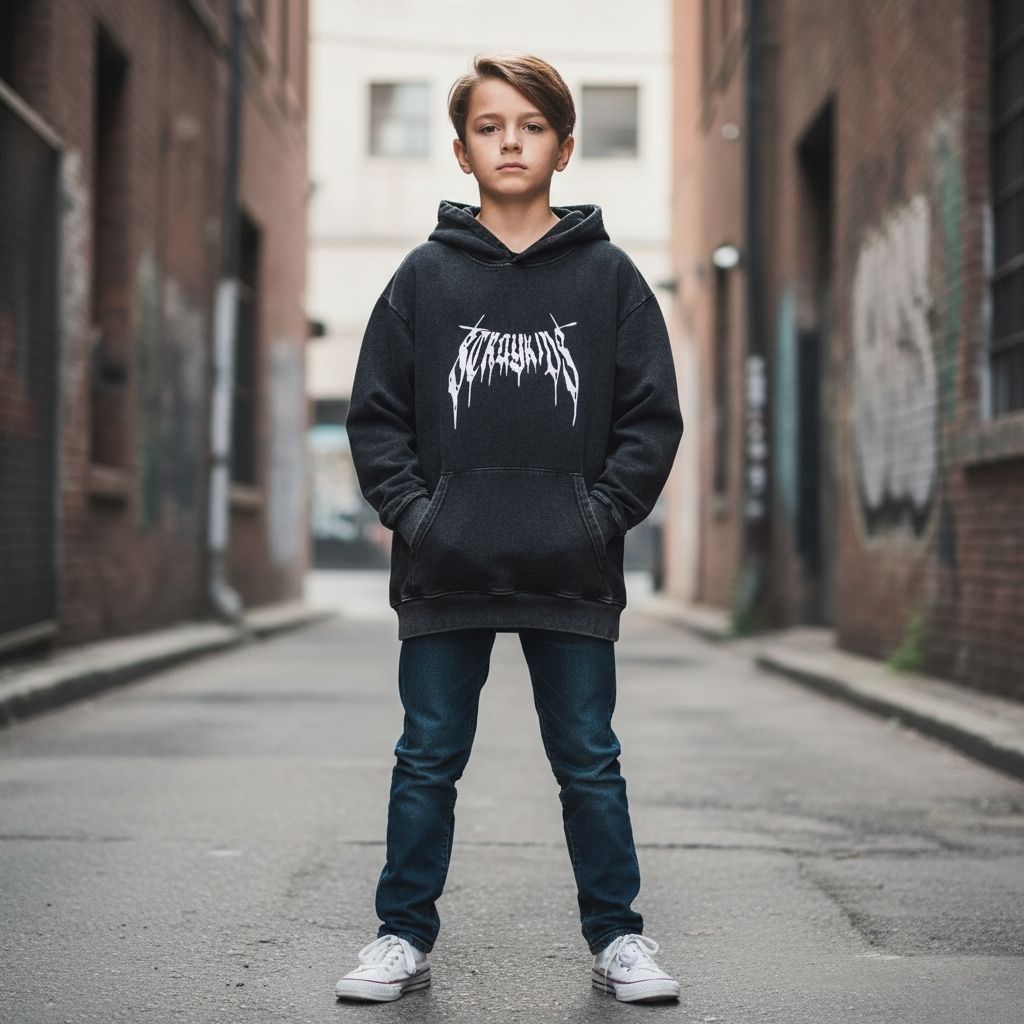 Sweat enfant Stray Kids gris délavé avec motif Skzoo rock – Image 4