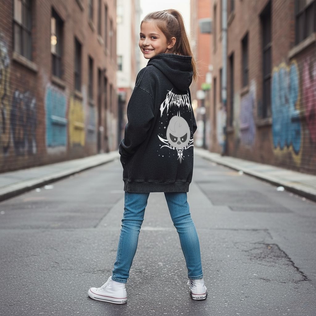 Sweat enfant Stray Kids gris délavé avec motif Skzoo rock – Image 2