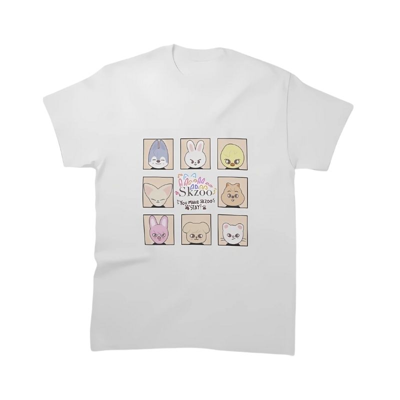 T-shirt Stray Kids pour enfant imprimé Skzoo en coton blanc – Image 5
