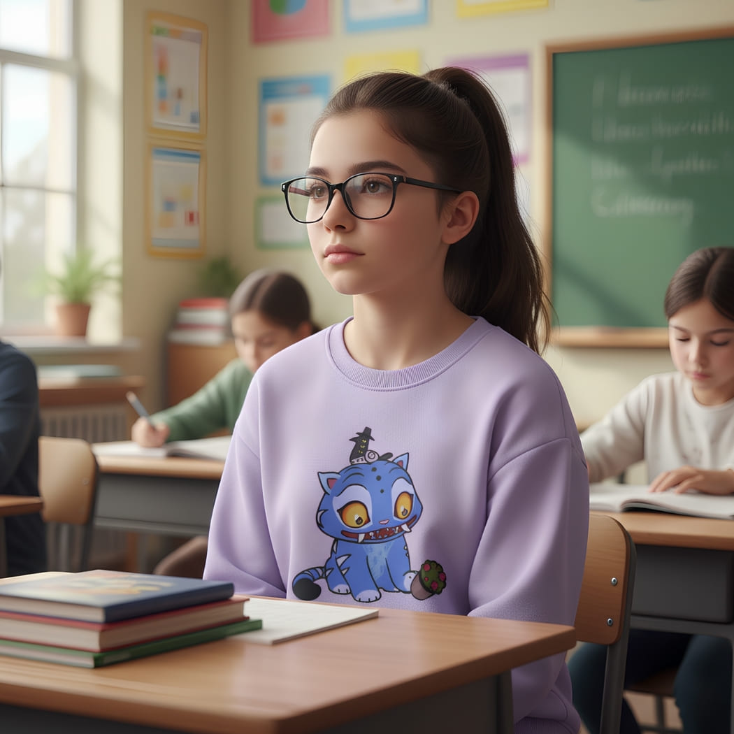 Sweat enfant K-pop Demon Hunters violet avec le tigre bleu – Image 4