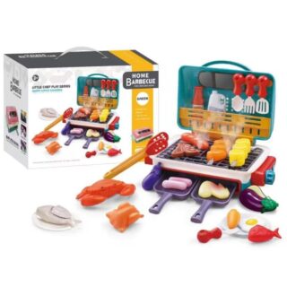Dinette Barbecue En Bois – 45 Pièces Dont 29 Ingrédients Et 10 Cartes Menu – Jeu D'imitation Dès 3 Ans