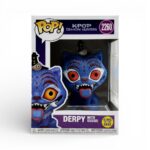 Figurine POP Kpop Demon Hunters Derpy et Sussie numéro 2260 dans sa boîte, tigre bleu avec pie noire perchée, mention Glows in the Dark.