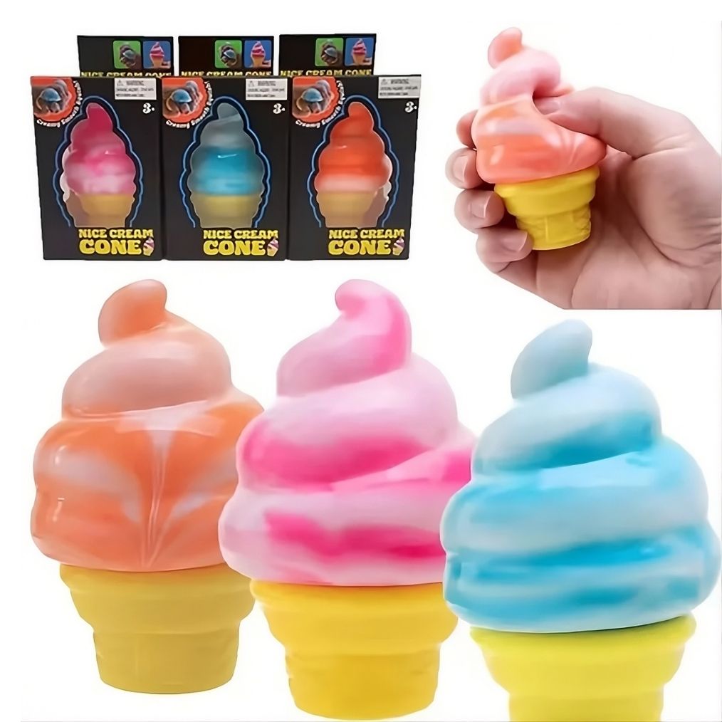 Squishy Needoh cornet de glace, jouet anti-stress sensoriel à presser pour enfant – Image 6