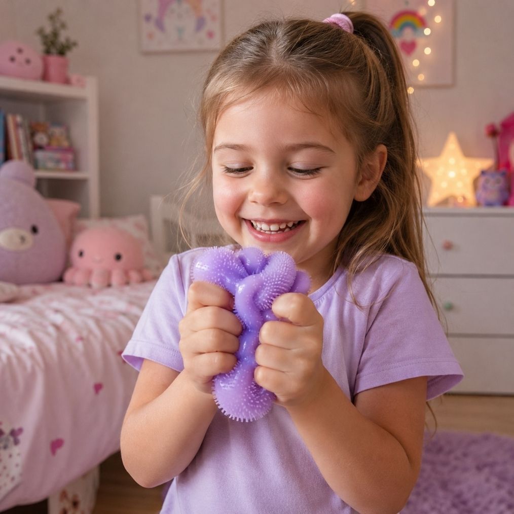 Squishy Needoh balle smiley pelucheuse, jouet anti-stress sensoriel à presser pour enfant – Image 4